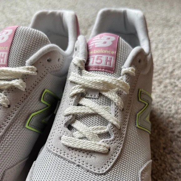 New Balance Women's Athletic Sneakers in Light Gray, Pink & Neon Green - Picture 5 of 5